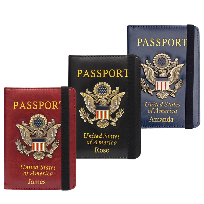 Personalized Leather Passport Holder, Travel Wallet, Passport Case