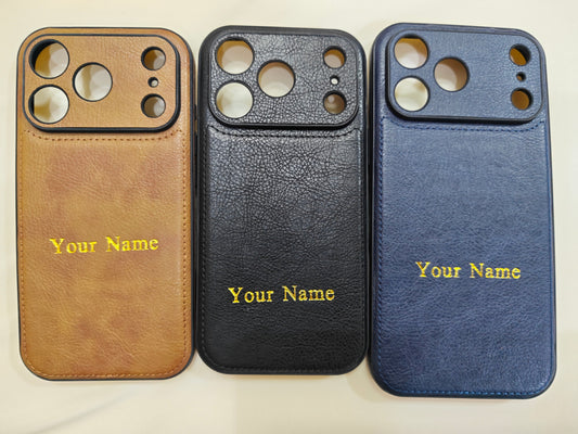 Personlized Embossed Leather Phone Case, Custom Shockproof Cover For iPhone