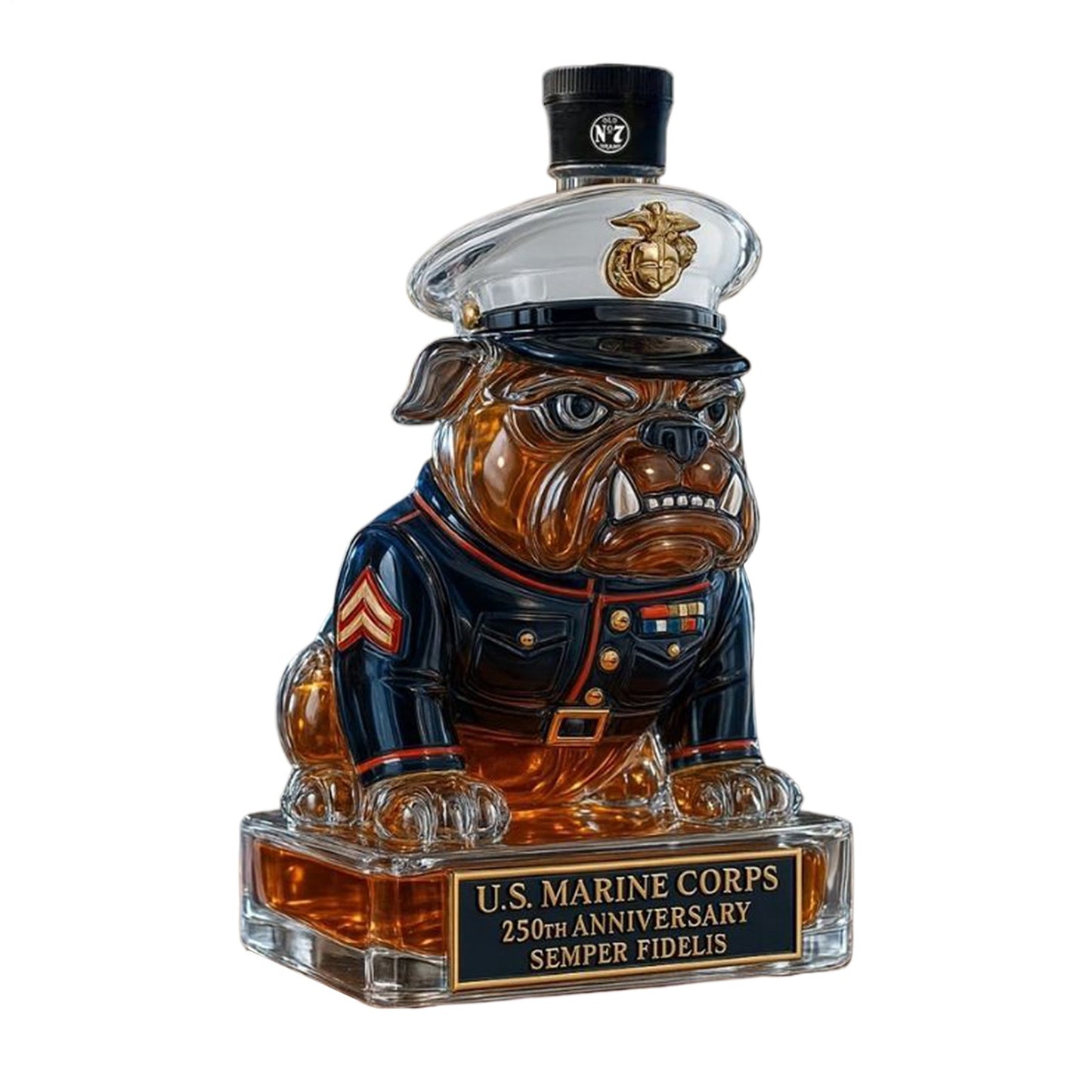USMC 250th Anniversary Devil Dog Whiskey Bottle
