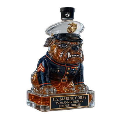 USMC 250th Anniversary Devil Dog Whiskey Bottle