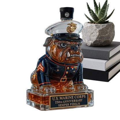 USMC 250th Anniversary Devil Dog Whiskey Bottle