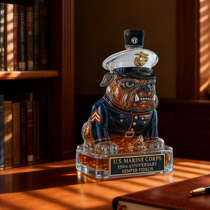 USMC 250th Anniversary Devil Dog Whiskey Bottle